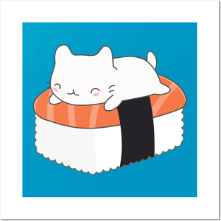 Kawaii Sushi Cat T-Shirt Posters and Art